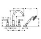 hansgrohe Fertigmontageset Axor Montreux 4-Loch-Wannenrandarmatur, mit Hebelgriffen, brushed red gold