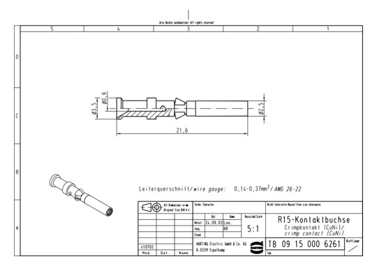 HART R 15 Kontaktbuchse-C Cu 09150006261 