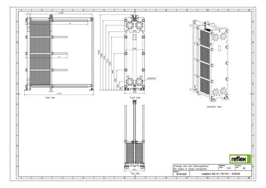 Reflex Wärmetauscher Longtherm RLG-51-170 Plattenzahl 170, geschraubt, Edelstahl