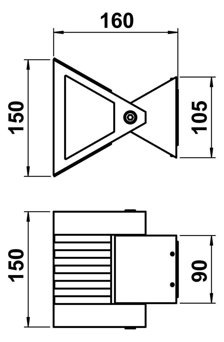 LED-Spot 16W 3000K 1600lm sw Konv IP44 160x150x150mm