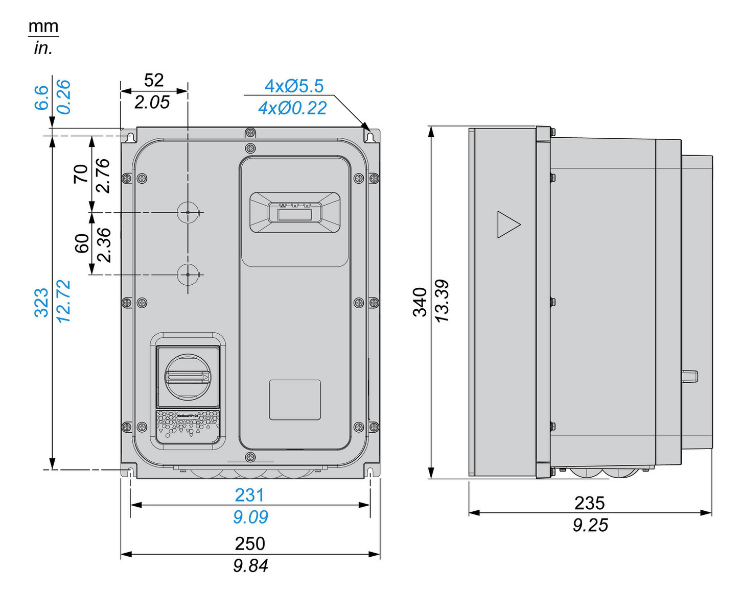 Frequenzumrichter lin=2kW 200-240V E1ph A3ph 599Hz 50/60Hz IP20 5%F 10%V