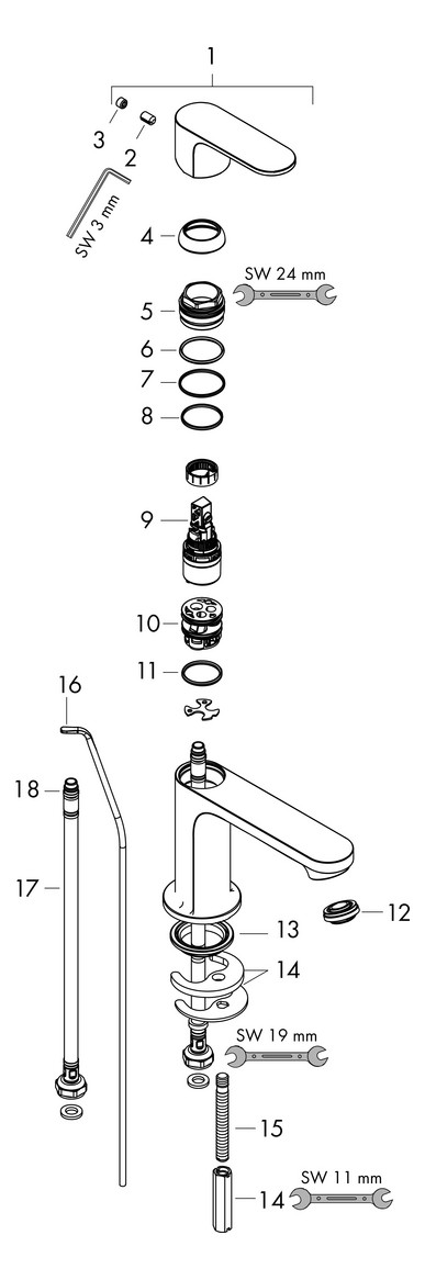 hansgrohe Waschtisch-Einhebelmischer Rebris S 80 mit Zugstangen-Ablaufgarnitur, chrom hansgrohe Waschtisch-Einhebelmischer Rebris S 80 mit Zugstangen-Ablaufgarnitur, chrom