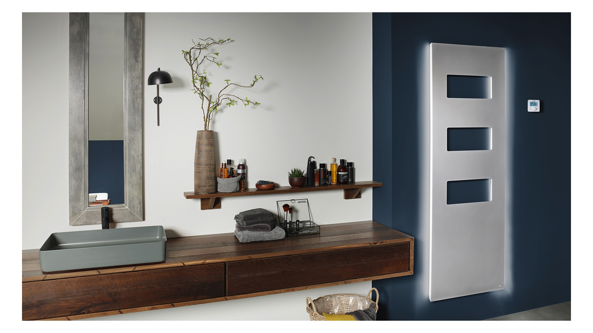 Bemm Elektro-Planheizwand Plawa SPA Pur E 3 kantige Öffnungen, 2000 x 775 mm, titangraumetallic
