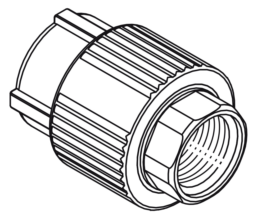 aquatherm Übergangsstück 32 mm x 3/4" IG, Messing, mit 6-kant-Schlüsselfläche