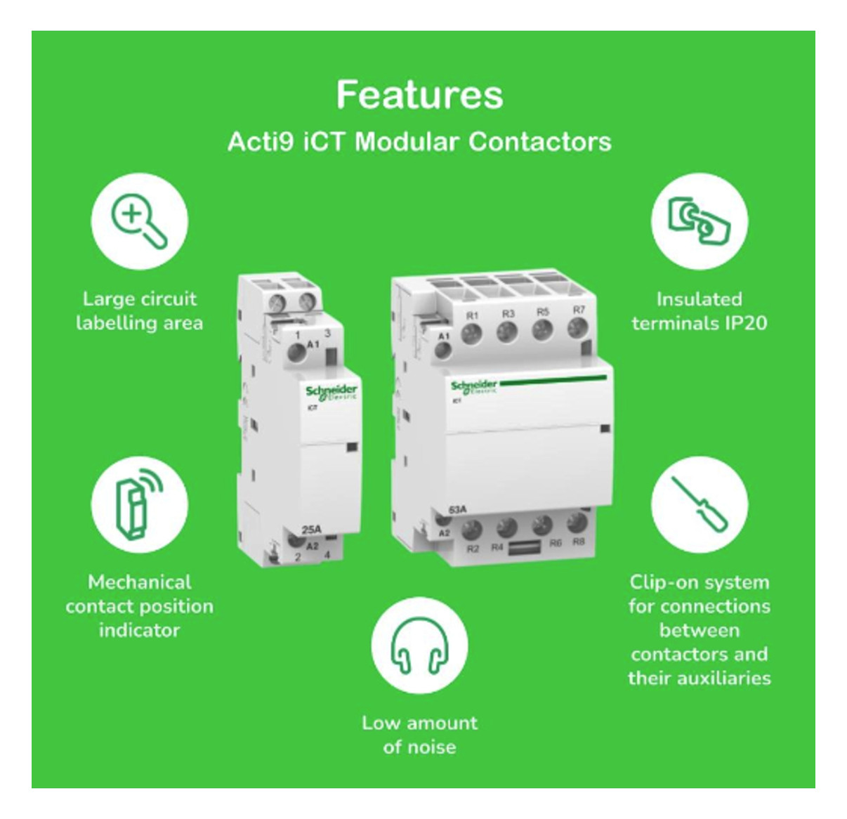 Installationsschütz 25A Acti9 400V/AC 4S 230-240V/AC 2850W/AGL 2TE