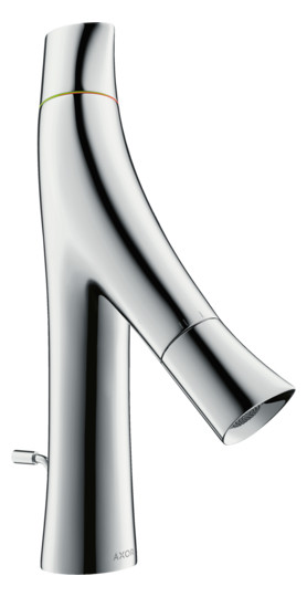 hansgrohe Waschtisch-Zweigriff-Armatur 80 Axor Starck Organic Ausladung 116mm, mit Zugstangen-Ablaufgarnitur, chrom