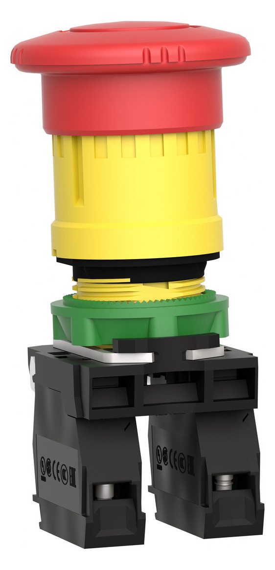 Not-Aus Taster EB IP66 Dreh 1S 1Ö Einb Ø22,5mm Schraub