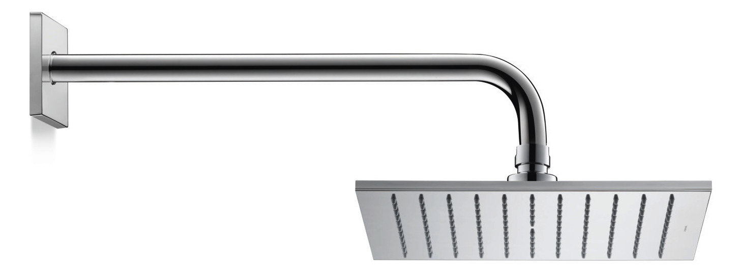Duravit Brausearm 352mm, gebogen, eckige Rosette, chrom