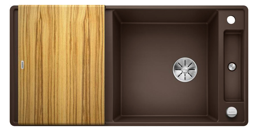 Blanco Spüle AXIA III XL S-F SILGRANIT 99 x 50 cm, cafe, reversibel, mit Ablauffernbedienung/Holzschneidbrett