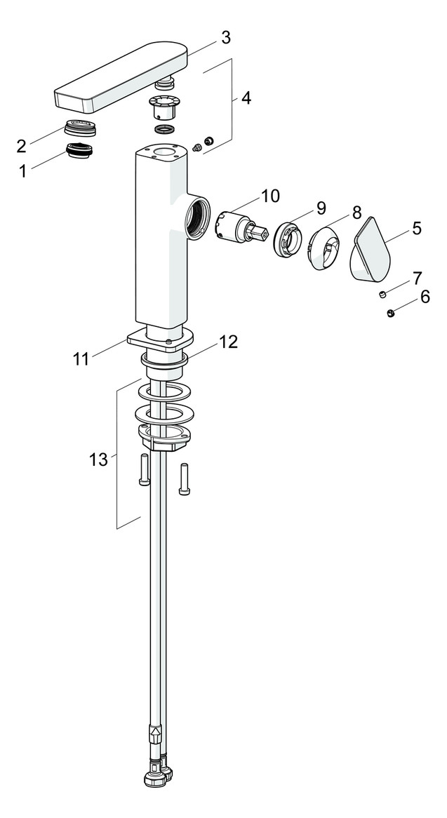 HANSA Waschtisch-Einhebelmischer HANSASTELA Hebel seitlich, ohne Ablaufgarnitur, Ausladung 134mm, chrom