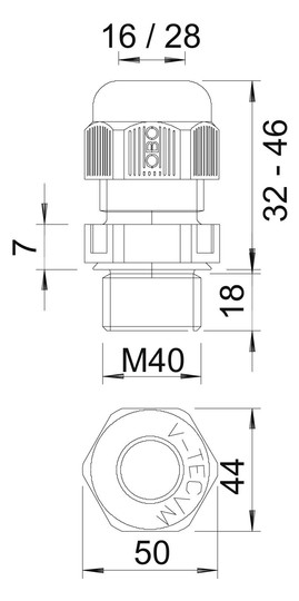 OBO V-TEC VM L40 SGR Kabelverschraubung 