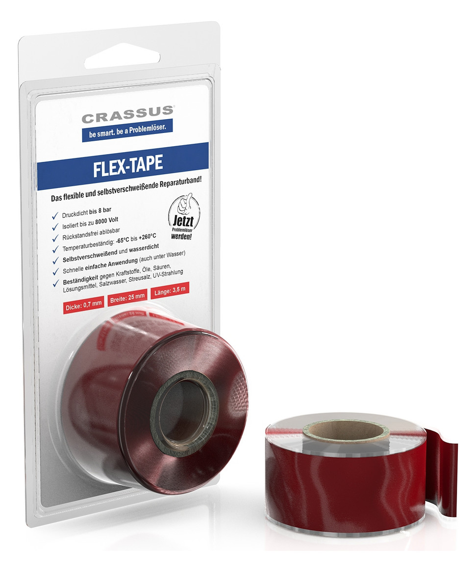 Crassus Flex-Tape 25mmx3,5 mx0,7mm, selbstverschweißend, rot