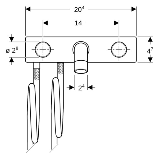 Geberit Waschtisch-Armatur ONE 16,5 cm, Hochglanz-verchromt, Zweigriffmischer, Wandmontage, rund, für UP Funktionsbox