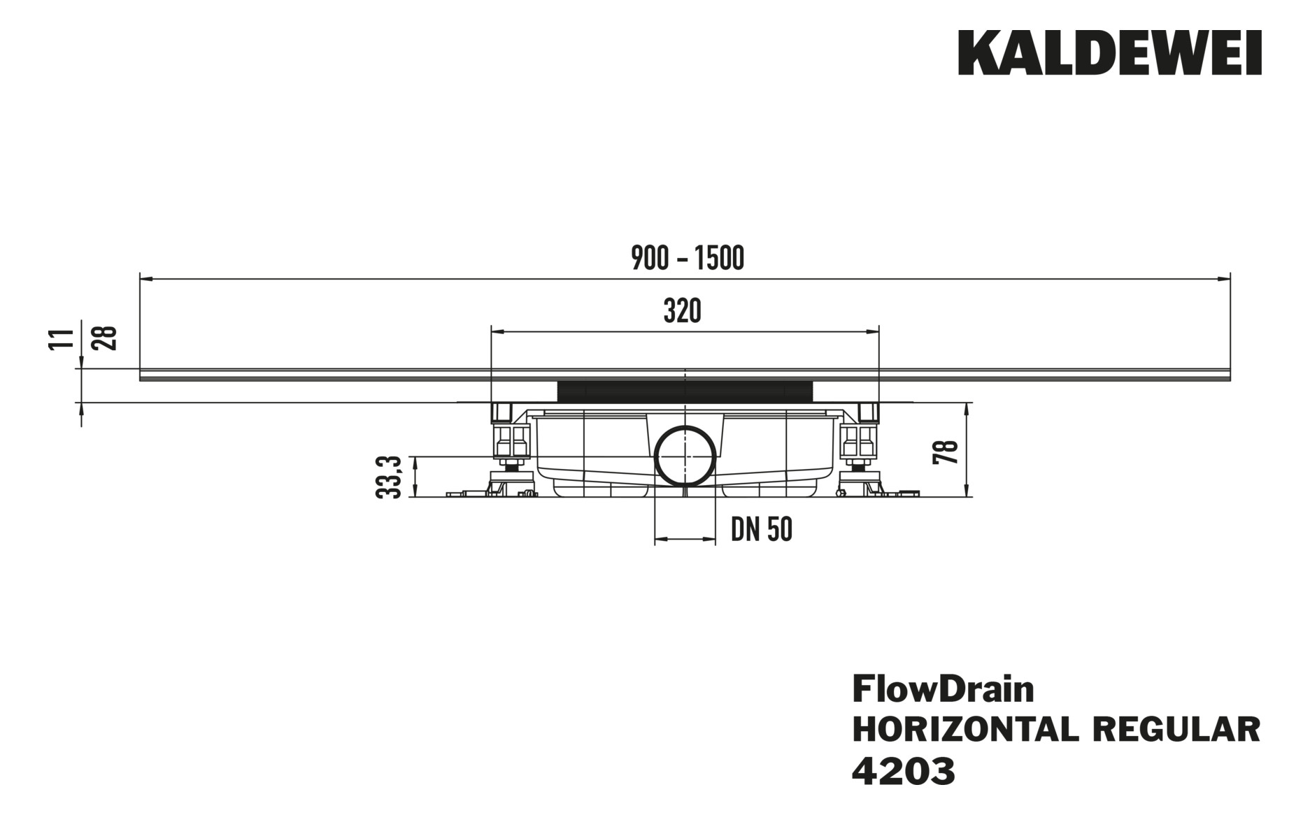 Kaldewei Ablaufgarnitur FlowDrain Mod 4203 horizontal, regular