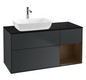 V&B Waschtisch-Unterschrank Finion 120cm, Abdeckplatte black matt, Regal Walnut Veneer, Midnight Blue Matt Lacquer