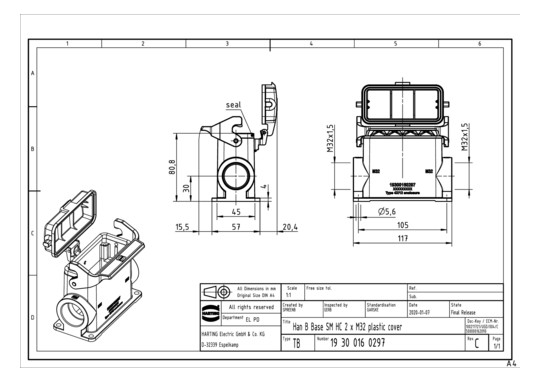 HART Sockelgehäuse M2x32     19300160297 