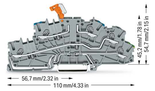Installationsklemme 20A Serie 2003 3pot 0,25-4qmm gr Mit N-Trennschlitten