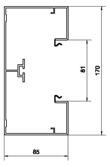 Geräteeinbaukanal Alu 170x85mm ver-ws RAL9016 GEB-K besch 12820qmm 2000mm
