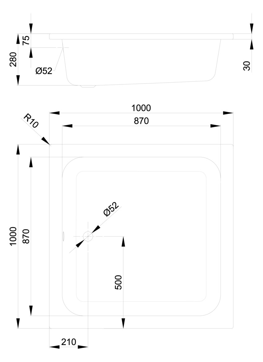 Duschwanne BetteDelta 100x100x28cm, pergamon