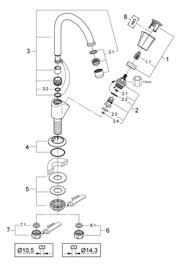 GROHE Standventil Costa 1/2", schwenkbarer Rohrauslauf, Markierung blau, chrom