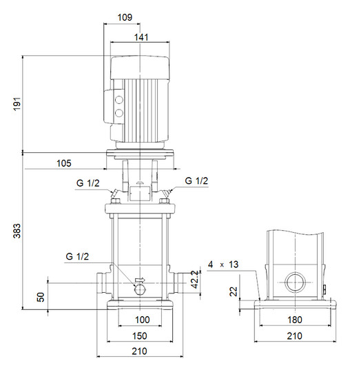 Grundfos Vertikale Kreiselpumpe CRI10-4 A-P-A-E-HQQE 3x230/400 50 HZ