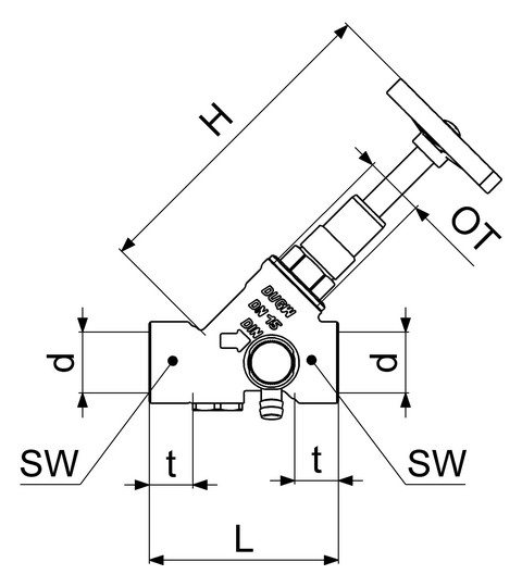 Schlösser KFR-Ventil 1620 DN 15, Rp 1/2, mit Entleerung, steigende Spindel