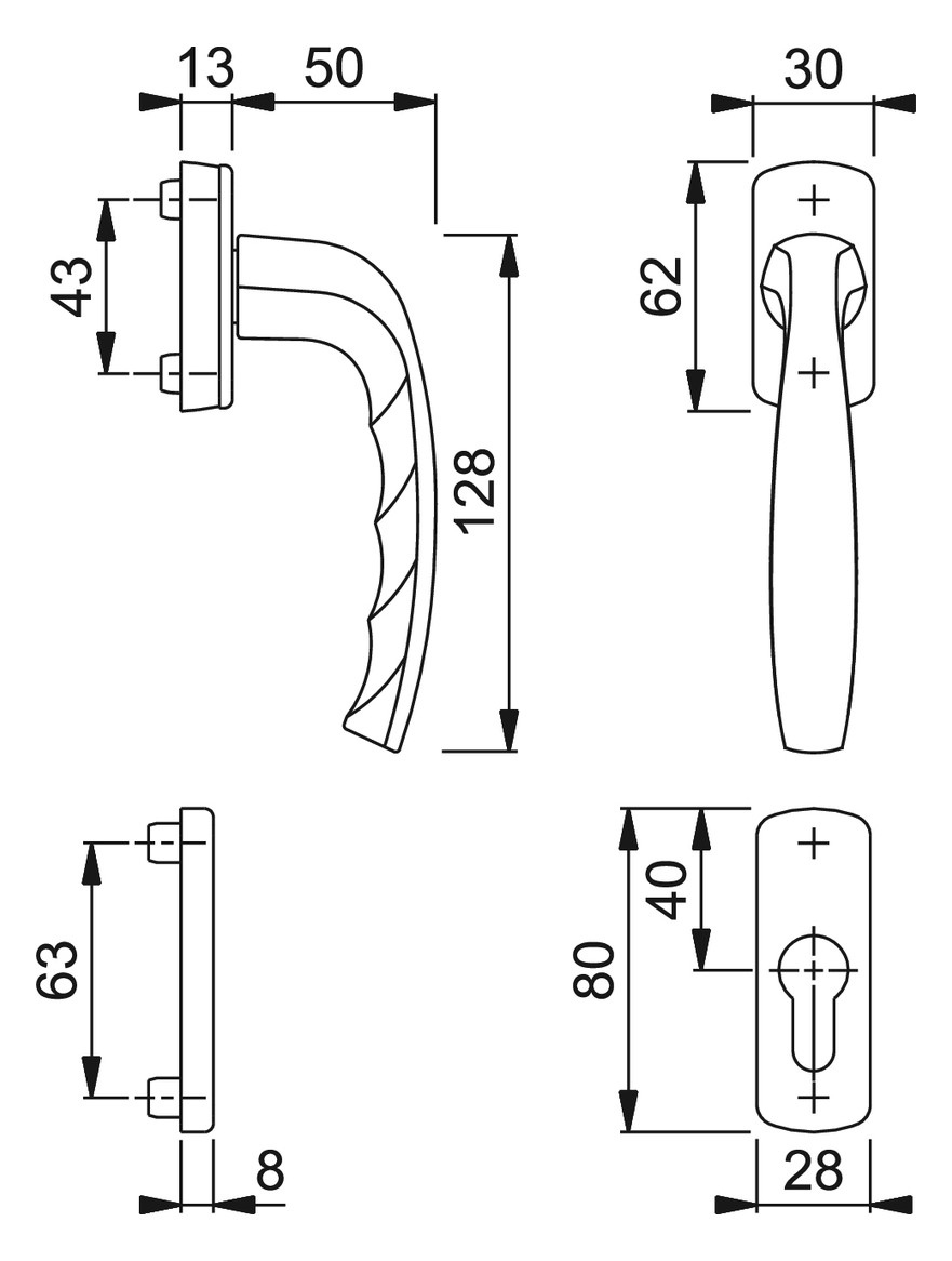 Bild Fenstertür- Halbgarnitur, Profilzylinder gelocht, New York 0810/U10/962PNS, Nockendurchmesser 10, Aluminium bronzefarbig - HOPPE-1