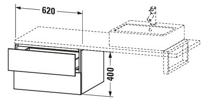 Duravit Unterschrank L-Cube 62 x 54,7 cm, weiß Hochglanz, für Konsole, 2 Schubkästen