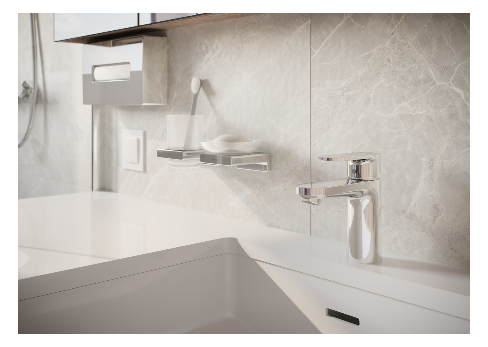 hansgrohe Kosmetiktuchbox AddStoris 265x145mm, Wandmontage, chrom