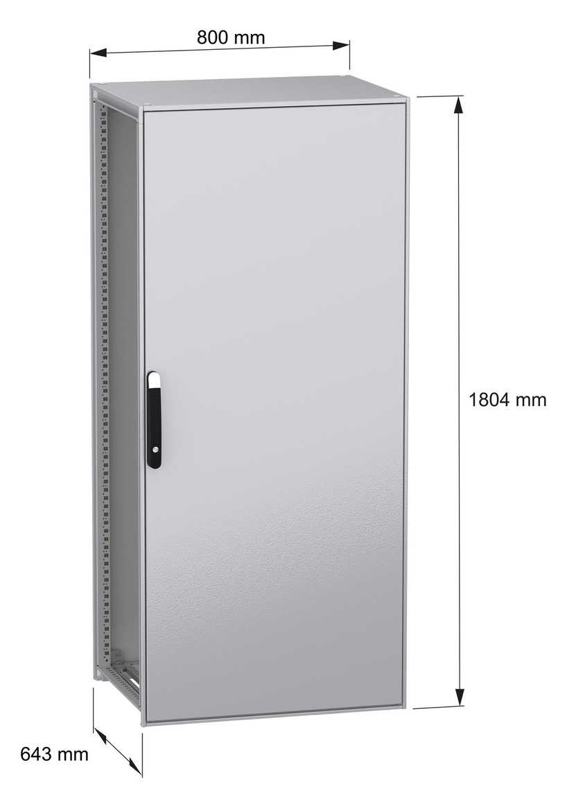 Standschrank ST IP55 B800xH1800xT600mm pulverbesch RAL7035 Koppelbar