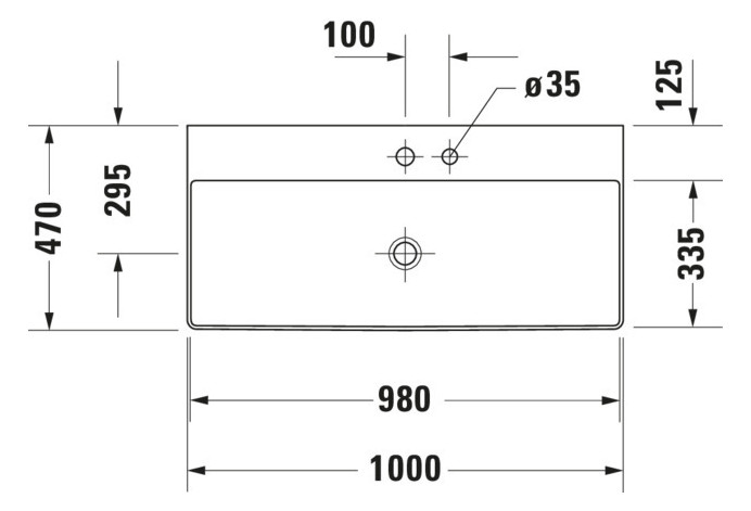 Duravit Möbel-Waschtisch geschliffen DuraSquare 100x47cm, ohne Überlauf, mit Hahnlochbank, 2 Hahnlöcher, weiß Duravit Möbel-Waschtisch geschliffen DuraSquare 100x47cm, ohne Überlauf, mit Hahnlochbank, 2 Hahnlöcher, weiß