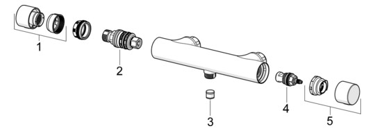 HANSA Duschsystem HANSAPRISMA mit Thermostat, Wandmontage, 970mm, Stahl gebürstet