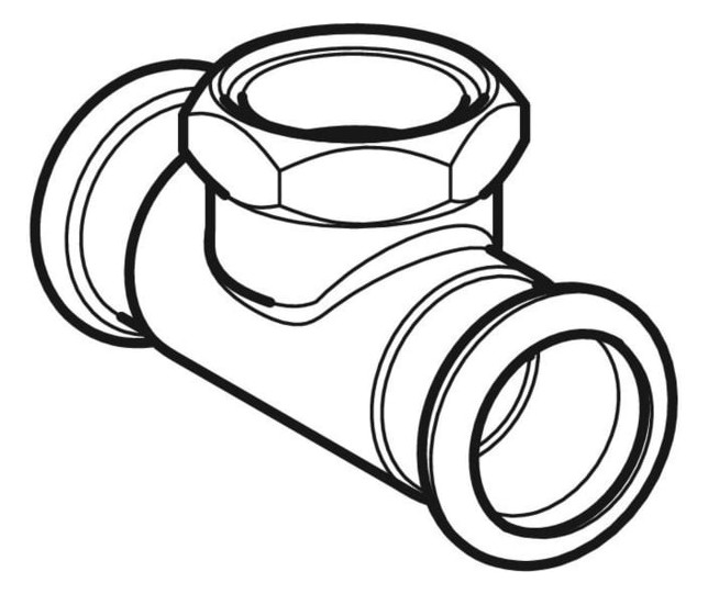 Geberit Gas-T-Stück Mapress Ø 18 mm x Rp 1/2, mit Innengewinde, für Natur- und Flüssiggas, Kupfer