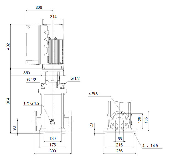 Grundfos Vertikale Kreiselpumpe CRE20-1 A-F-A-E-HQQE 3x380-500 60 HZ