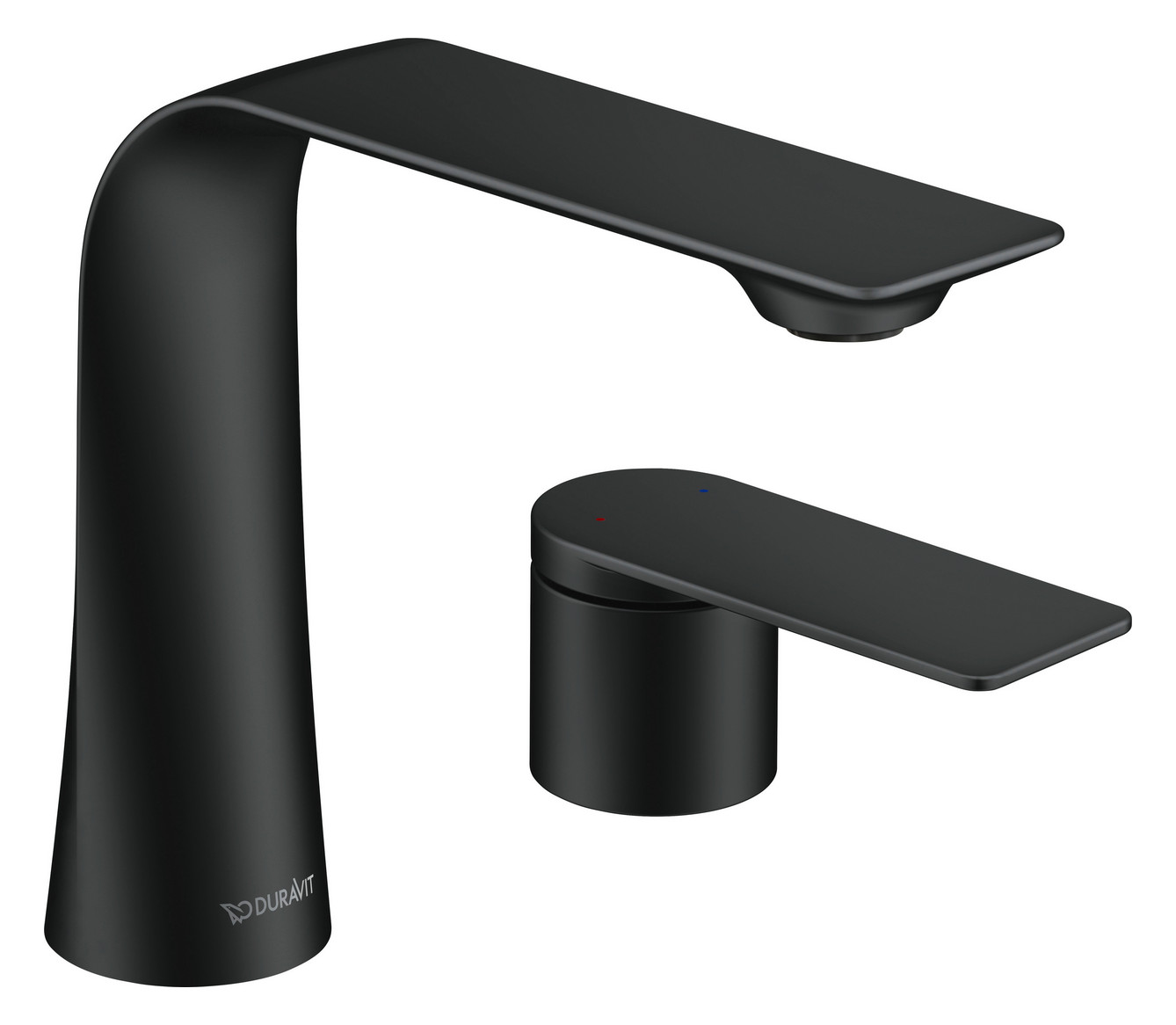 Duravit 2-Loch-Waschtisch-Armatur M D.1 Ausladung 148mm, ohne Zugstangen-Ablaufgarnitur, schwarz matt