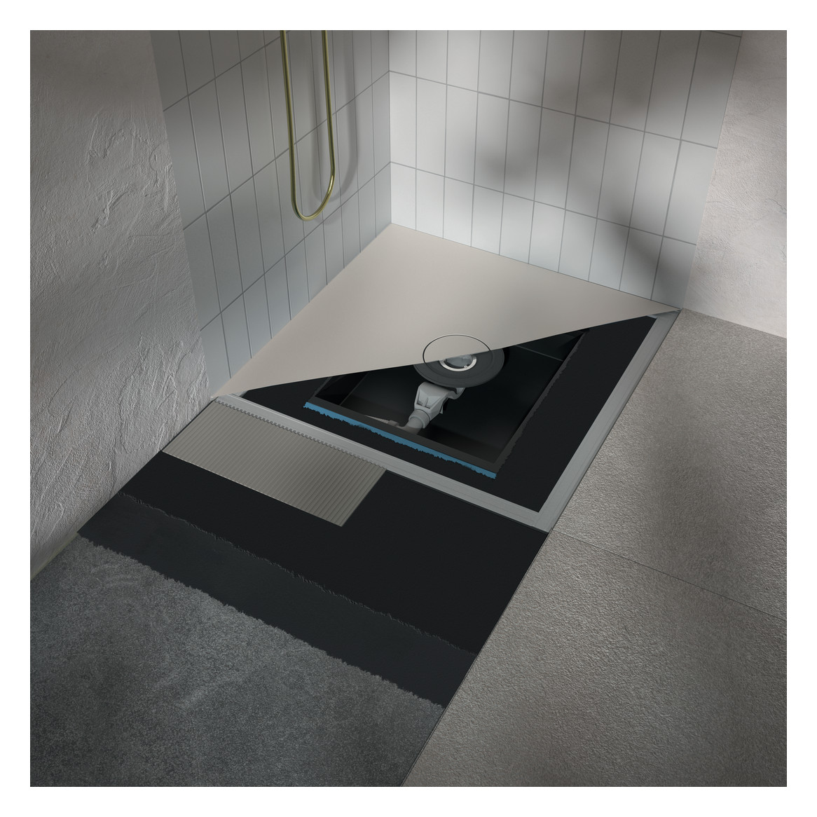 Bette Duschfliese PLUS BetteAir 1600 x 1000 mm, ebano, Rechteck, glasierter Titan-Stahl