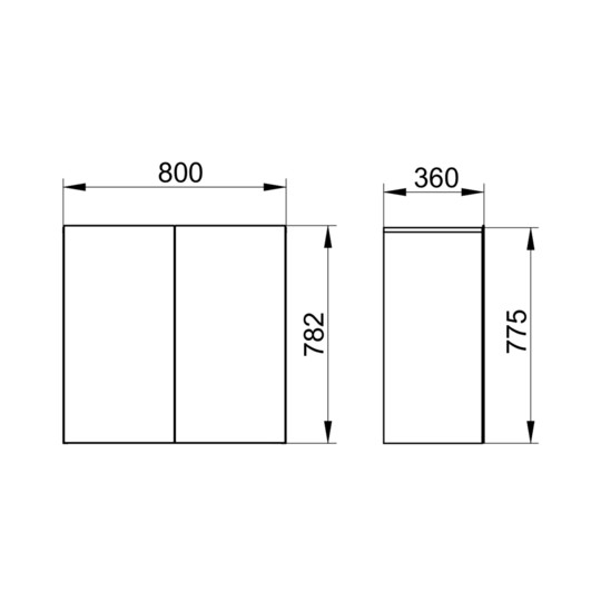 KEUCO Mittelschrank Stageline Dekor Vulkanit, Glas Vulkanit satiniert, 80x78,2x36cm, 2-türig
