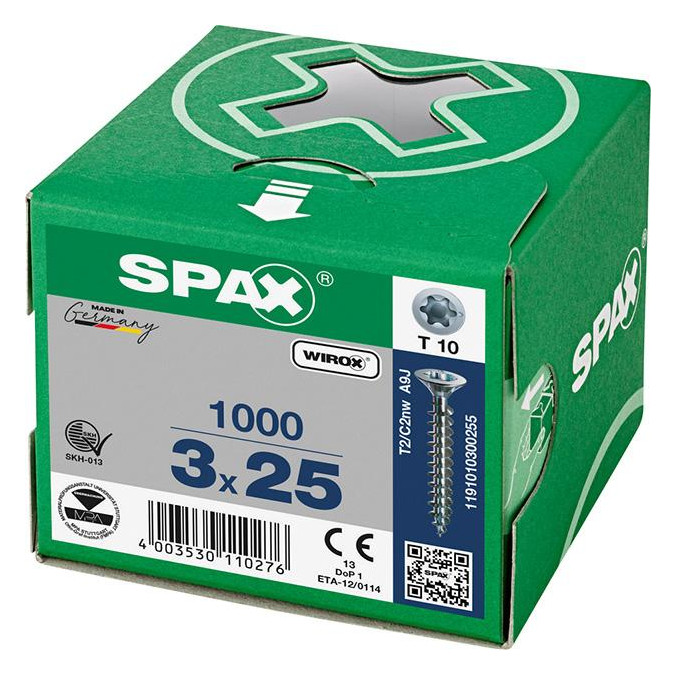 Bild Universalschraube Senkkopf 3x25mm,Vollgw,Innensechsrund T10,WIROX - SPAX-1