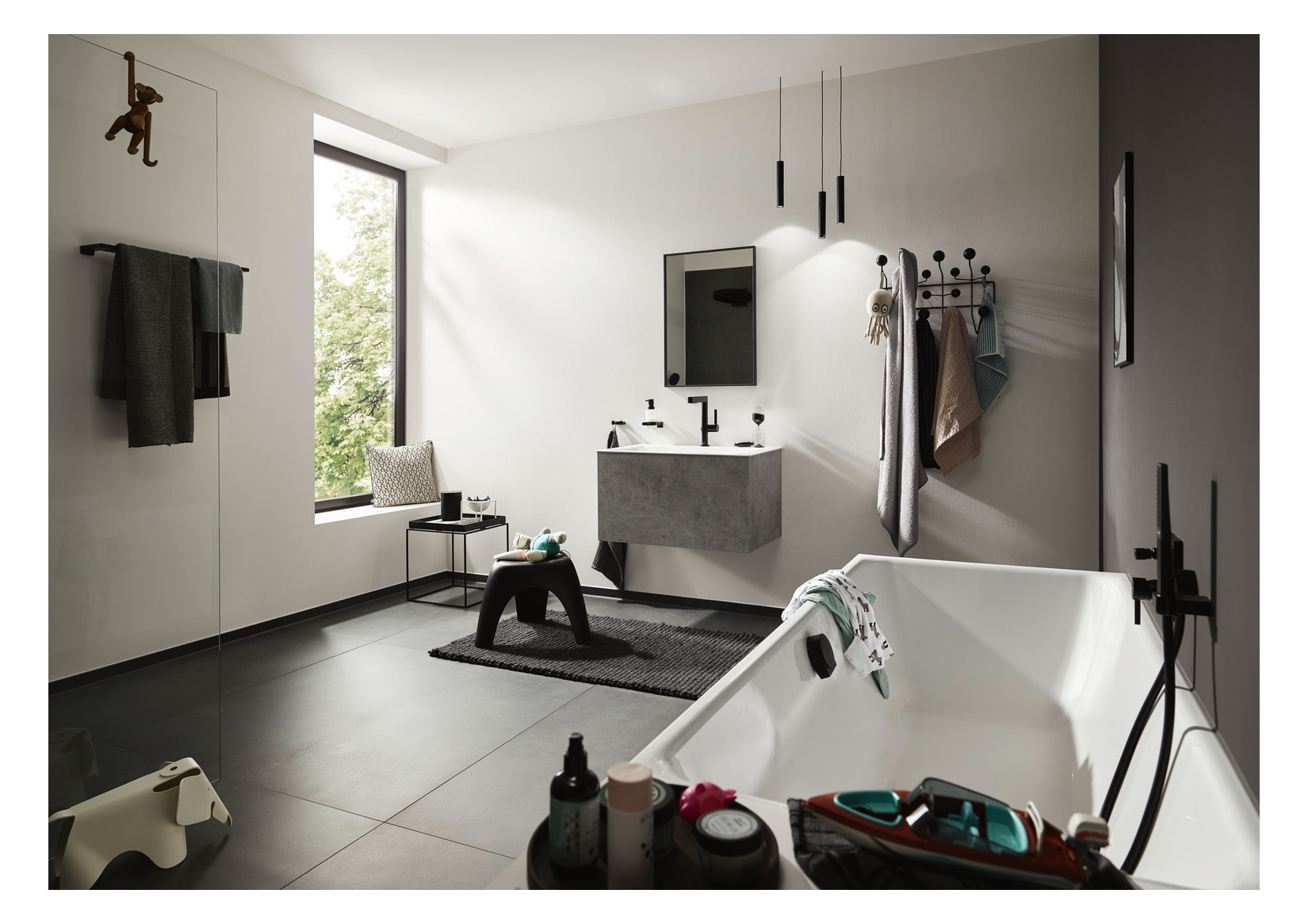 hansgrohe Fertigmontageset Finoris UP-Wannen-Einhebelmischer, mattschwarz