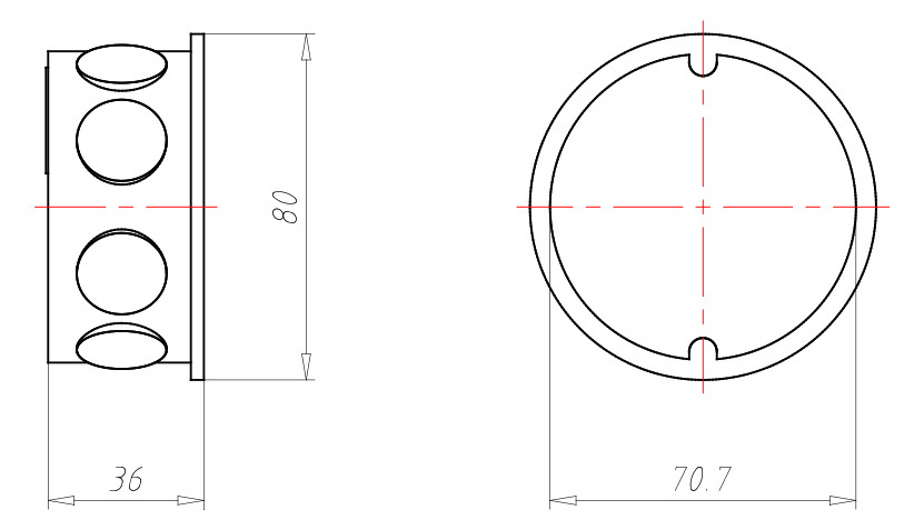 Verbindungsdose UP Ø70x36mm Kst IP2X rnd