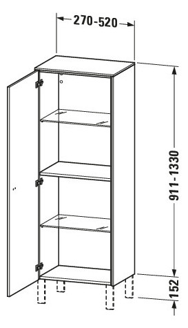 Duravit Halbhochschrank Brioso Individual, Tür links, chrom/Nussbaum dunkel