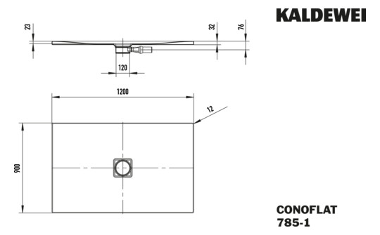 Kaldewei Duschfläche CONOFLAT 785-1 90x120cm, Perl-Effekt, manhattan