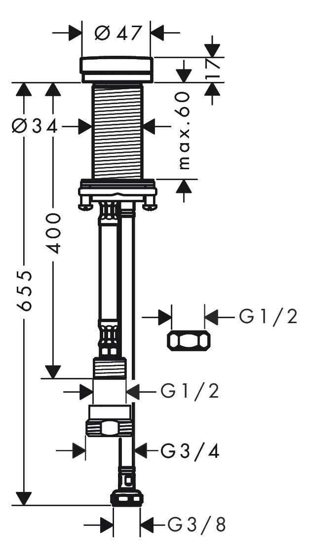 hansgrohe Geräteabsperrventil F21 d= 48mm, rund, chrom