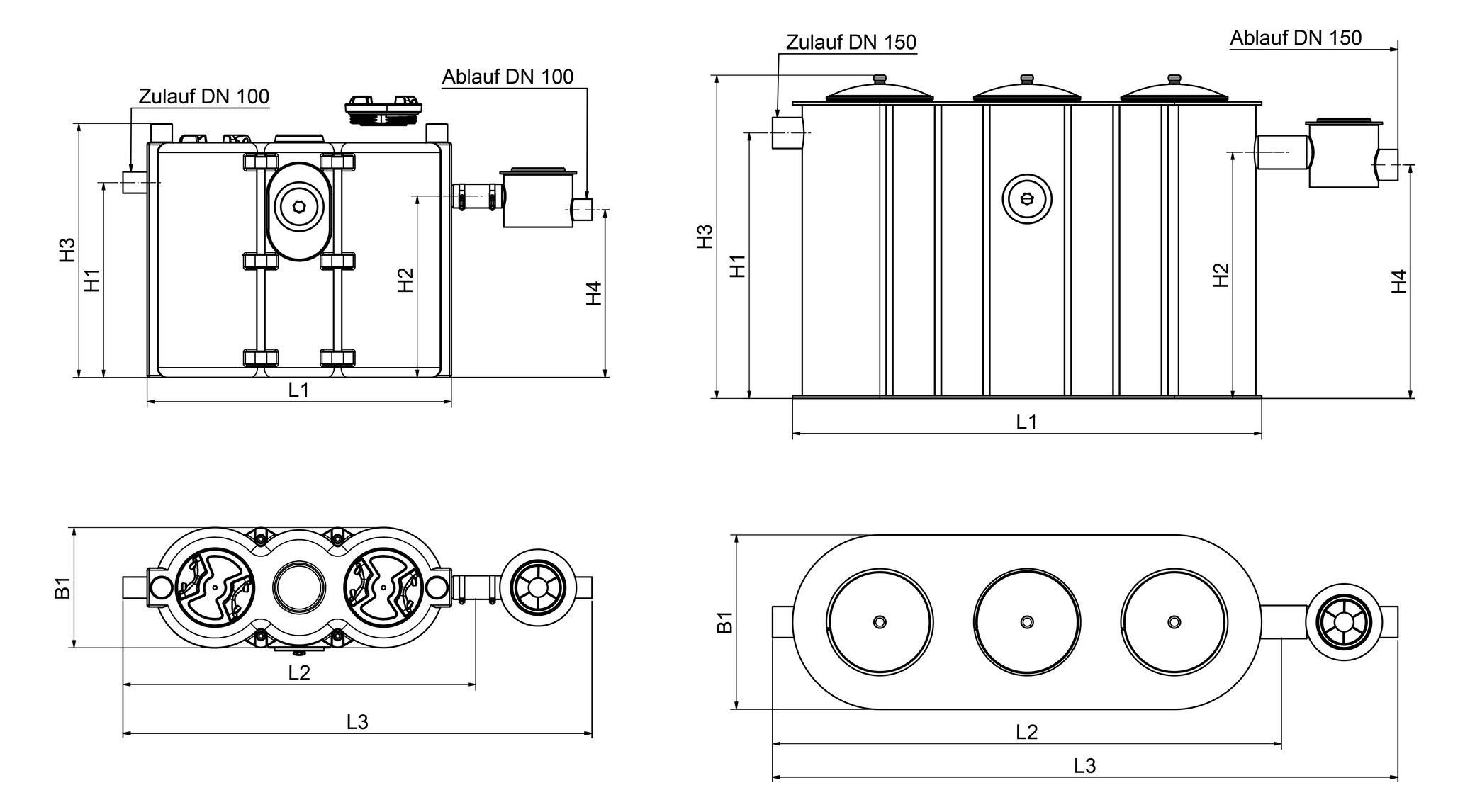 Zehnder-Pumpen Fettabscheider NS 1 oval, DN 100