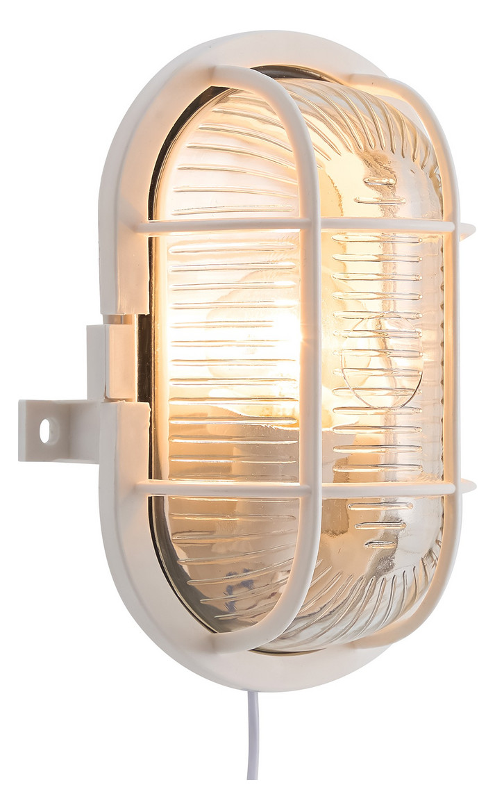 Ovalanbauleuchte Skot 60W HV ws IP44 E27 180x110x100mm