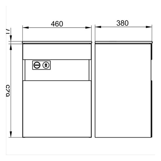 KEUCO Waschtisch-Unterschrank Stageline 46x62,5x38cm, mit Elektrik, links, Dekor Vulkanit, Glas Vulkanit satiniert