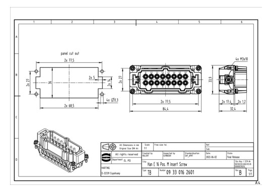 HART Steckereinsatz HAN16E   09330162601 