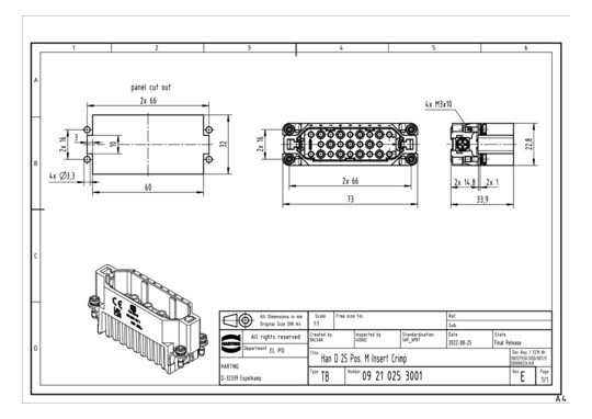 HART Steckereinsatz 25-polig 09210253001 