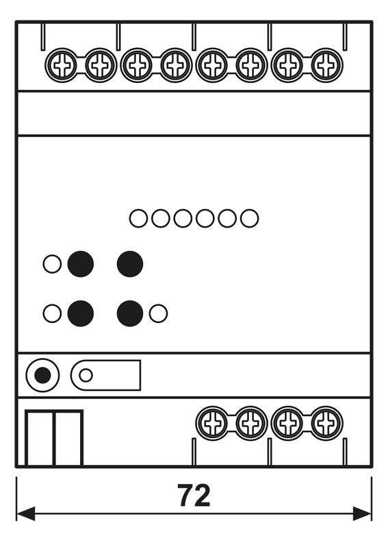 Schaltaktor KNX REG 4TE 6f 16A 3000W 110-230V Vor Ort-/Handbedienung