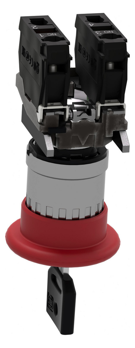 Not-Aus Taster EB IP66 Schlüssel 1S 1Ö Ø22,5mm Einb Schraub